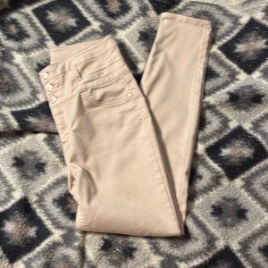 High waisted, baby pink skinny jeans